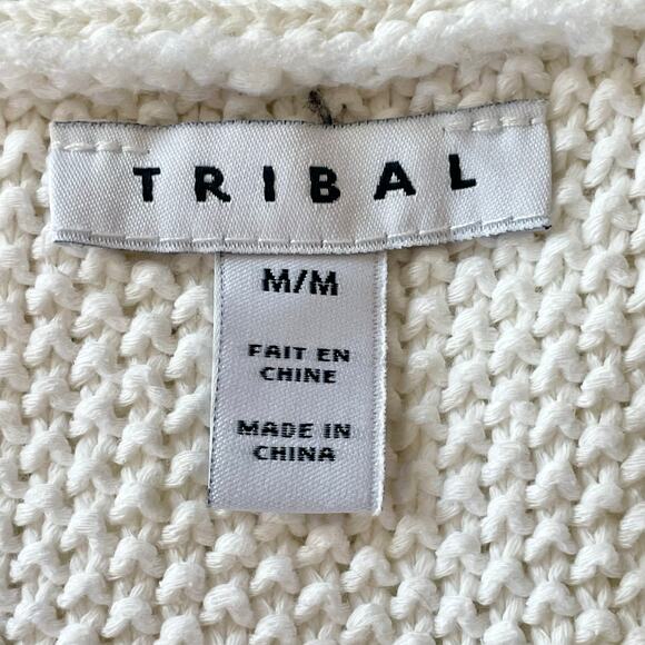 Tribal Cream Cable Knit Sweater Vest / Tank MEDIUM Minimalist Academia Preppy - Picture 8 of 10